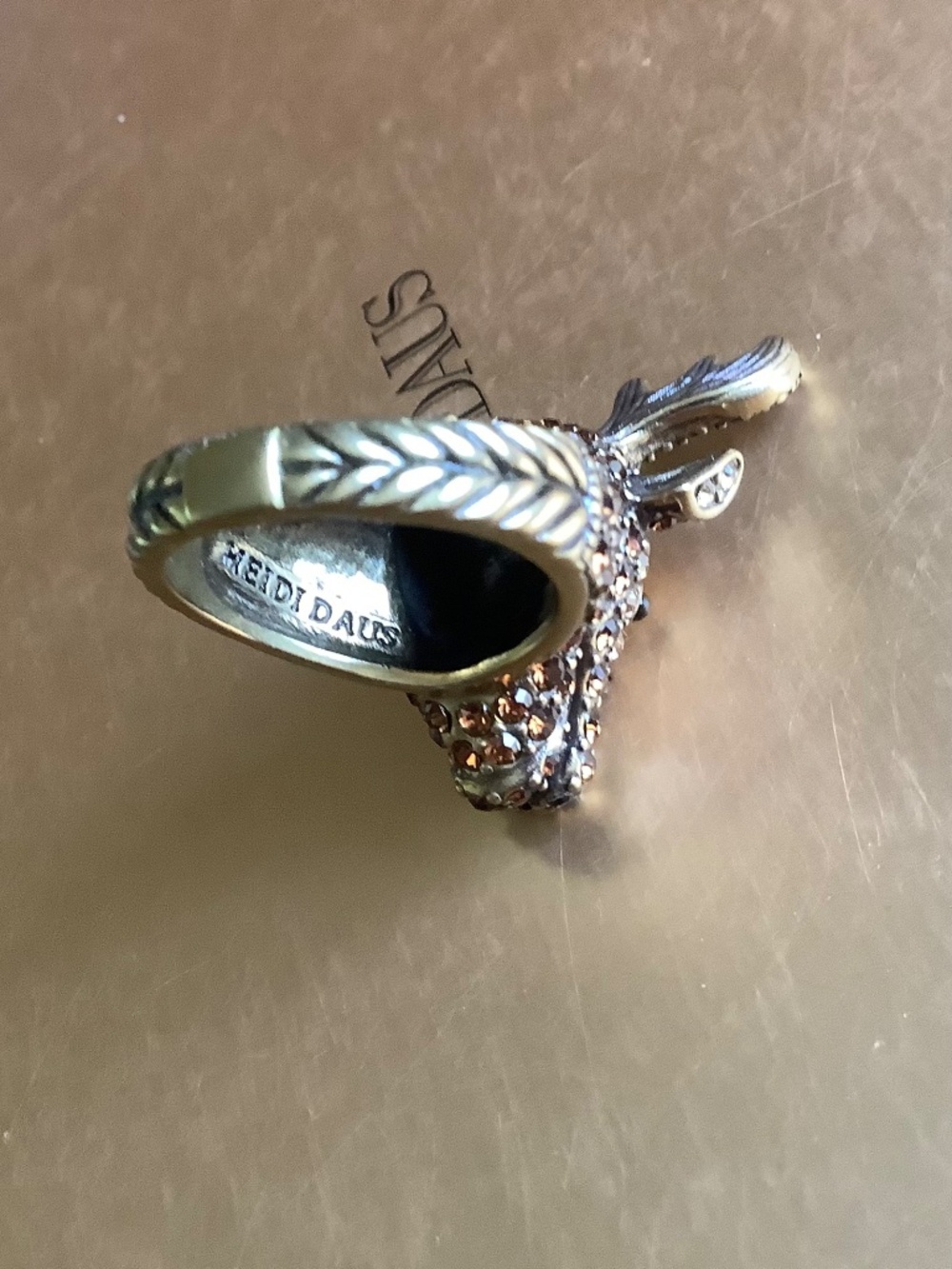 Heidi Daus Rudy Reindeer Holiday Collection Crystal Ring SZ 9 - Picture 10 of 14
